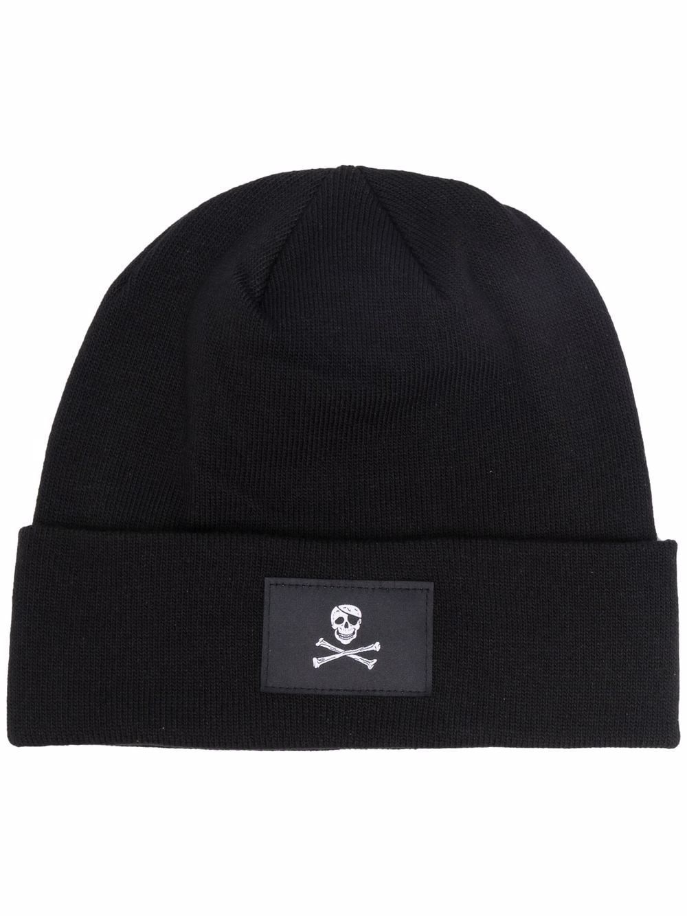 jolly roger-patch knitted beanie - 1