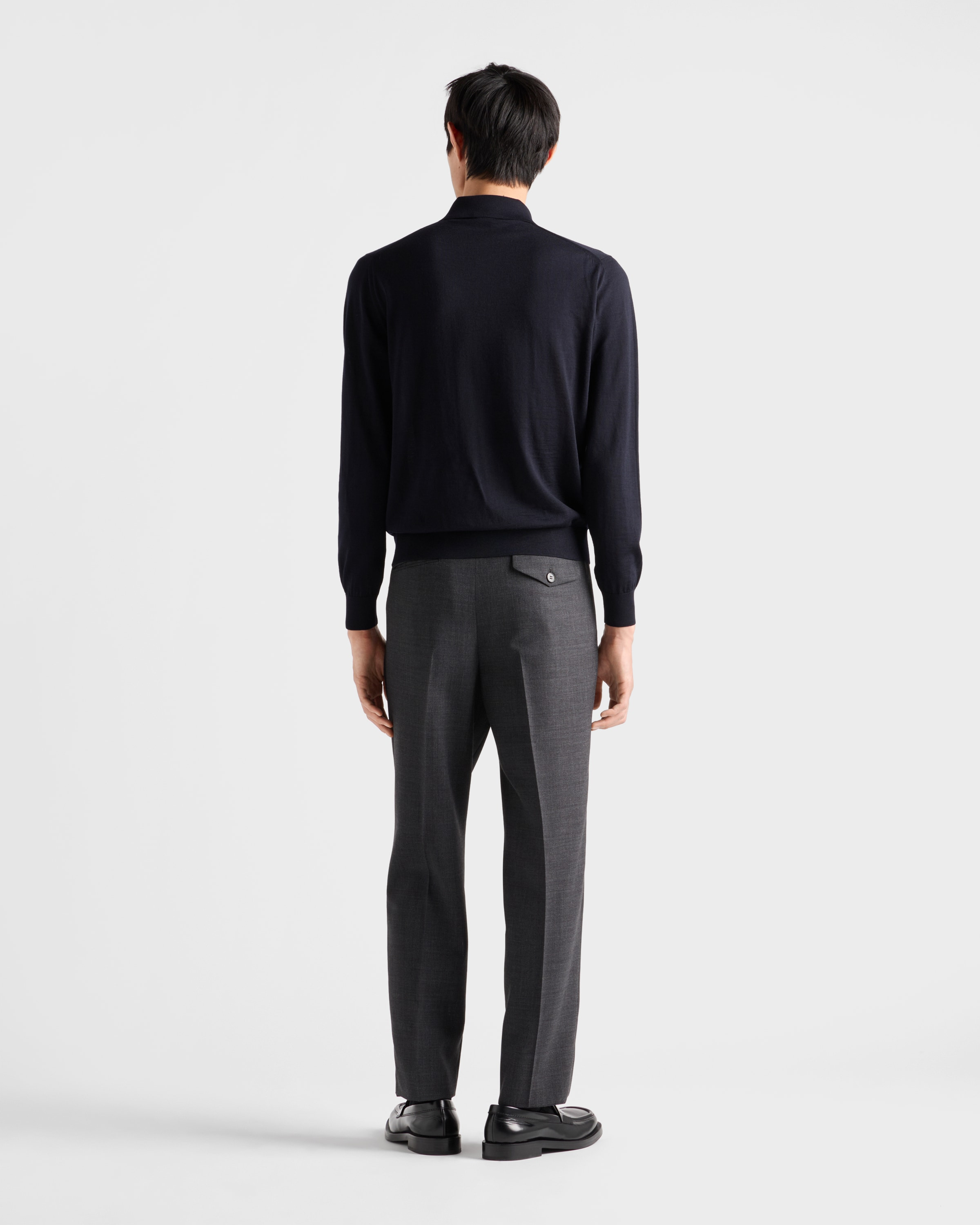 Long-sleeved superfine wool polo sweater - 5