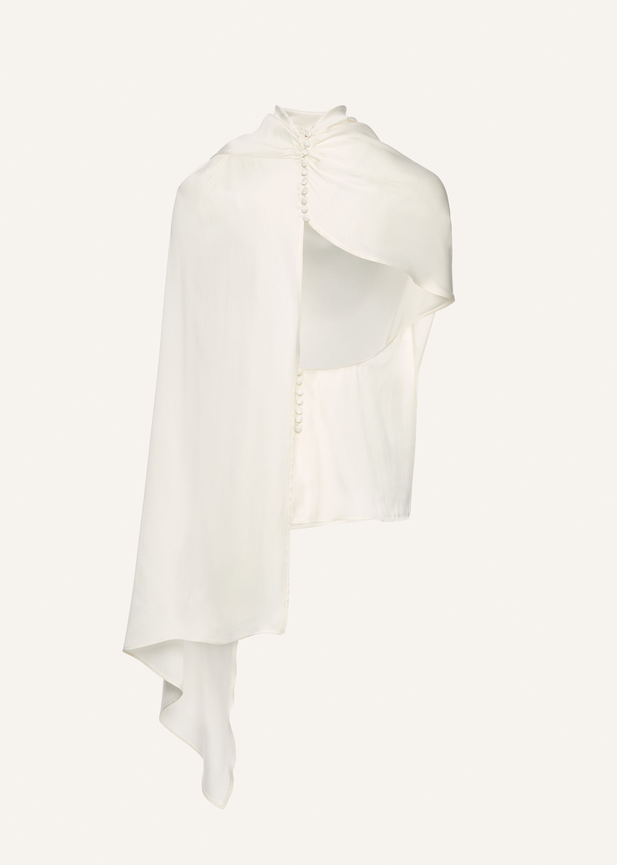 Silk asymmetric scarf blouse in white - 2