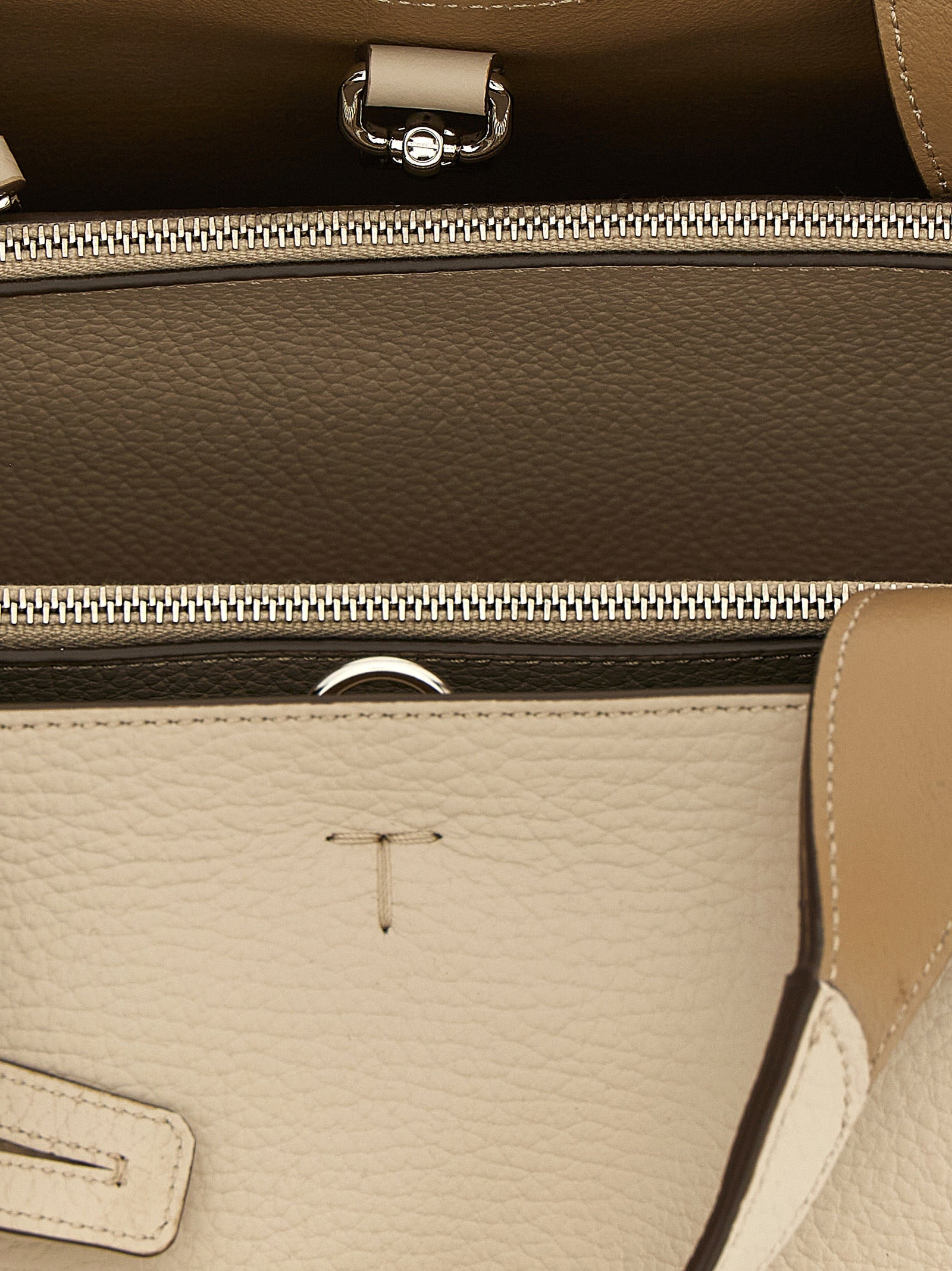 Mini Leather Handbag Hand Bags Beige - 4