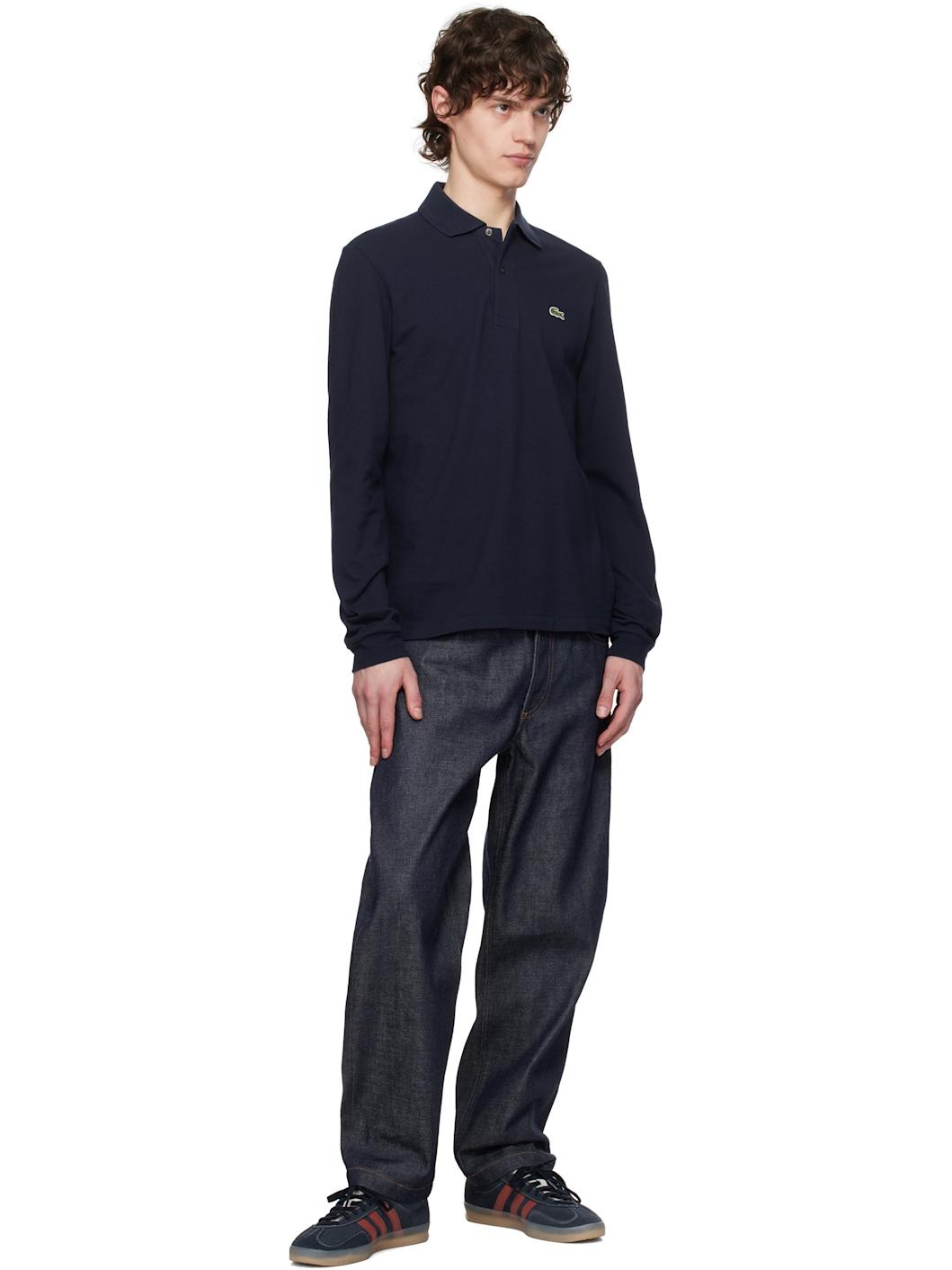 Navy Classic Fit Long Sleeve Polo - 4