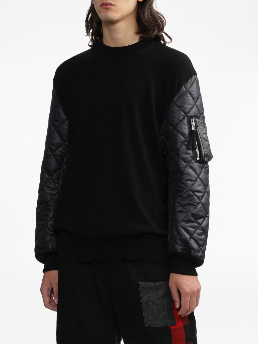 padded-panels crew-neck sweatshirt - 3