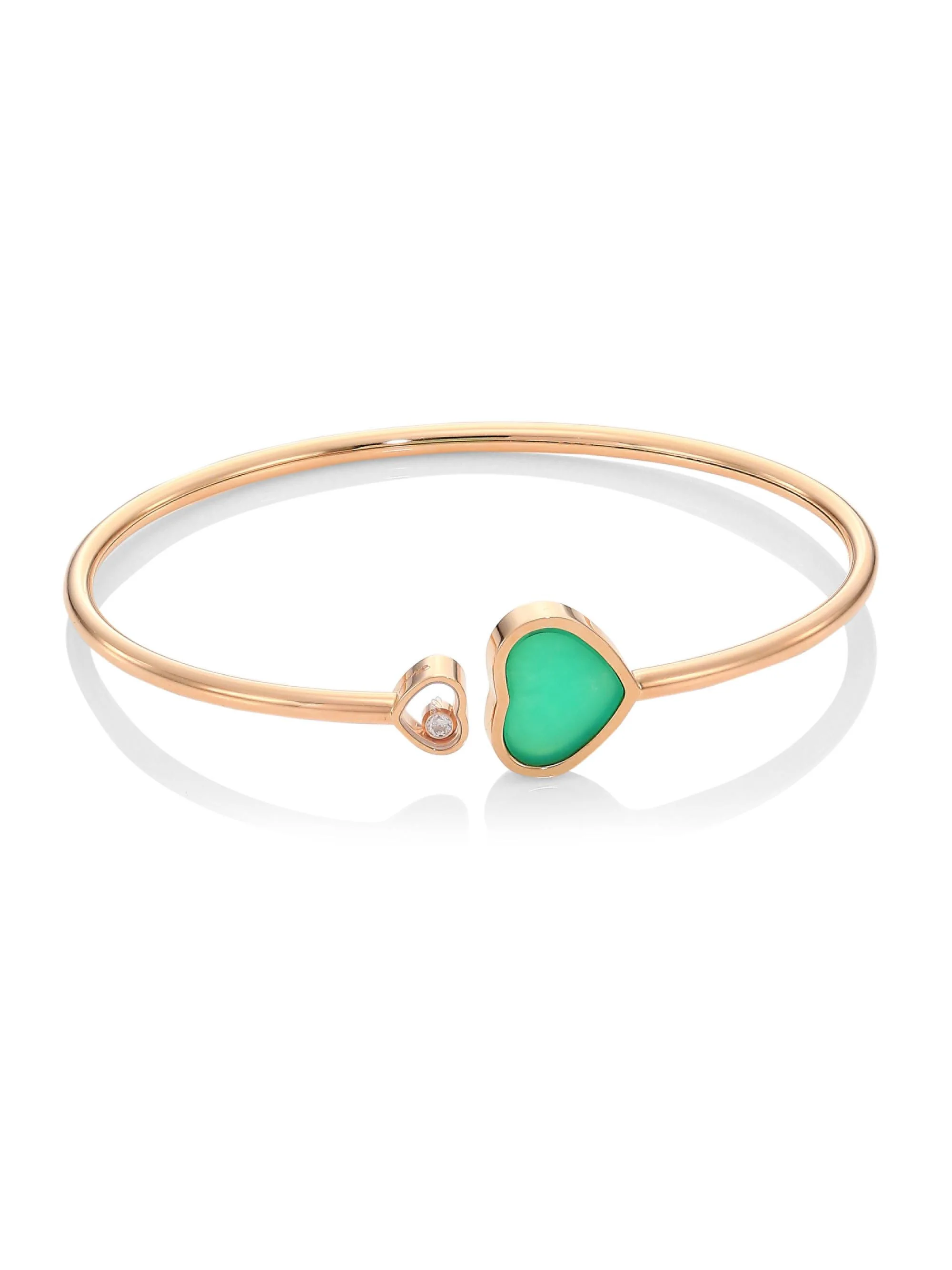 Women's Happy Hearts 18K Rose Gold, Diamond & Chrysoprase Bangle - Rose Gold - 1