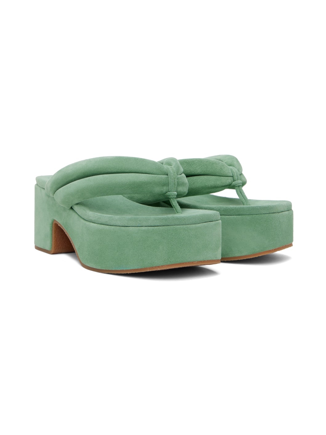 Green Platform Thong Sandals - 4