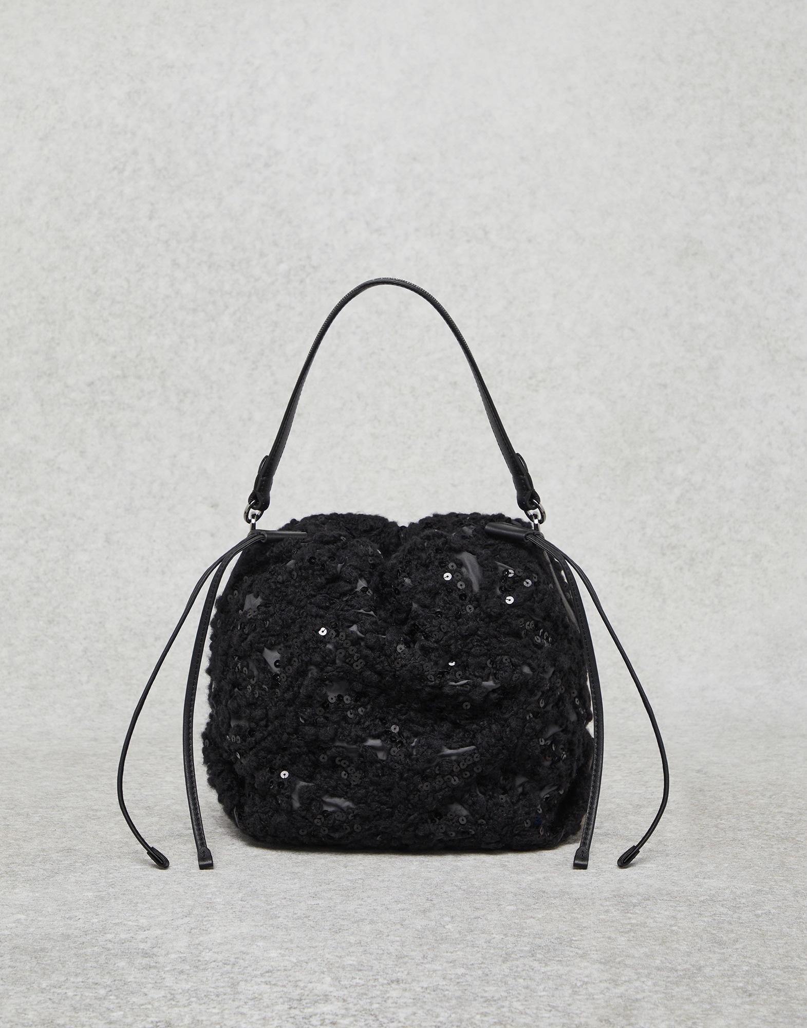 Dazzling flowers embroidery bag with shiny handle - 1