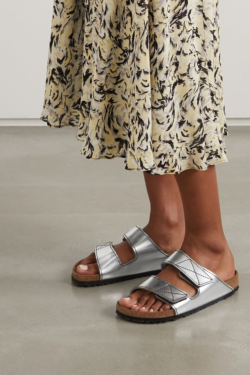 Proenza Schouler + Birkenstock Arizona topstitched metallic leather sandals outlook
