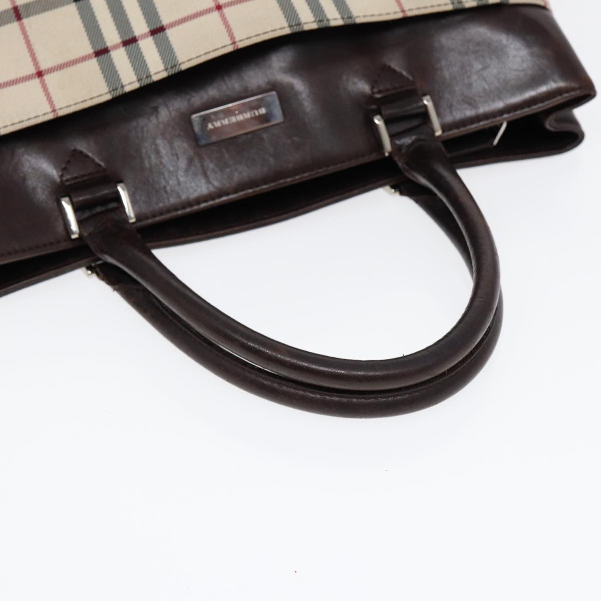 Burberry Nova Check Hand Bag Canvas Beige Silver - 7