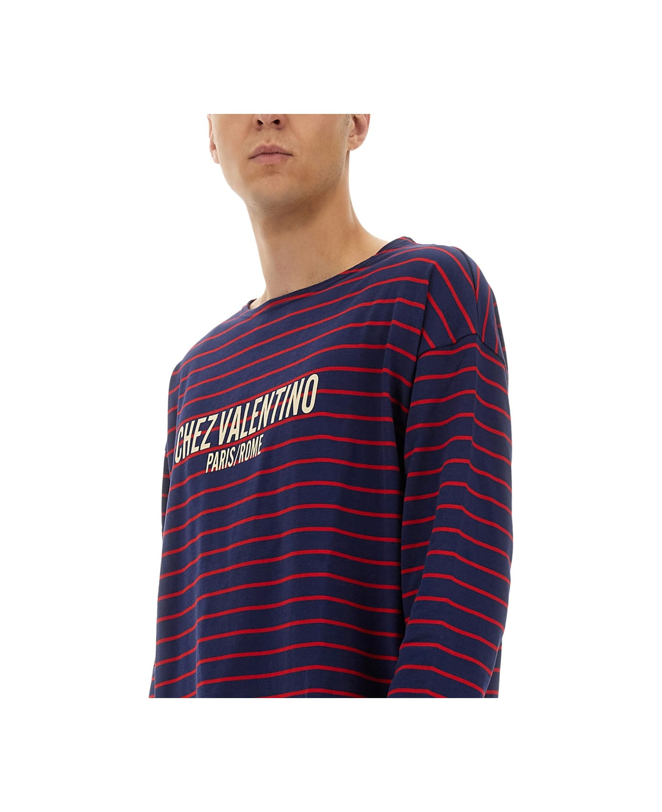 Long Sleeve T-shirt With "chez Valentino" Print - 4
