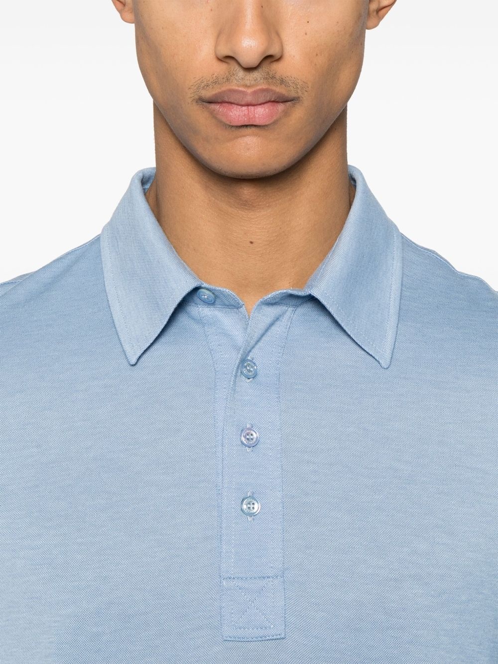 double leather-logo polo shirt - 4