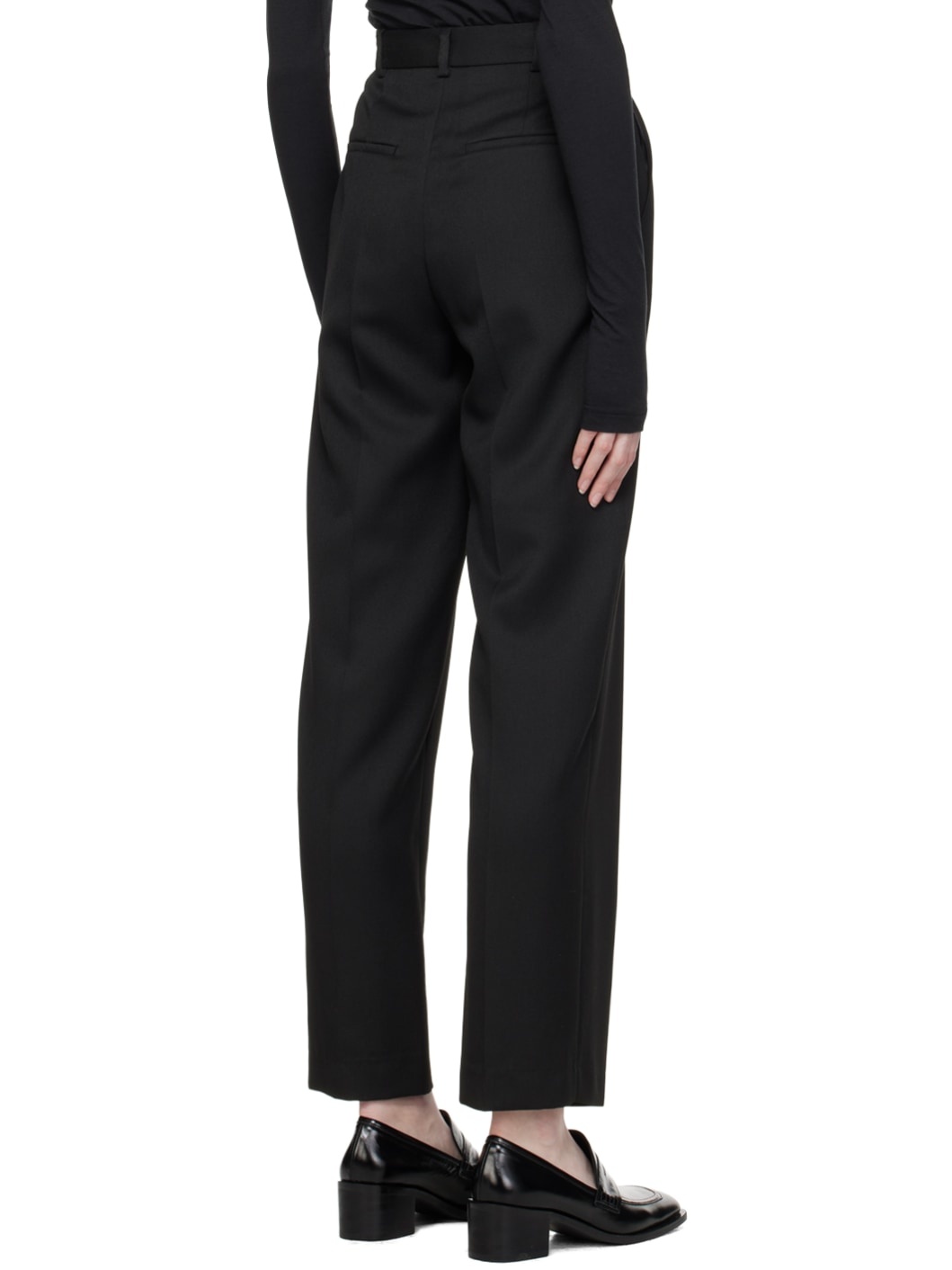 Black Double Tuck Trousers - 3