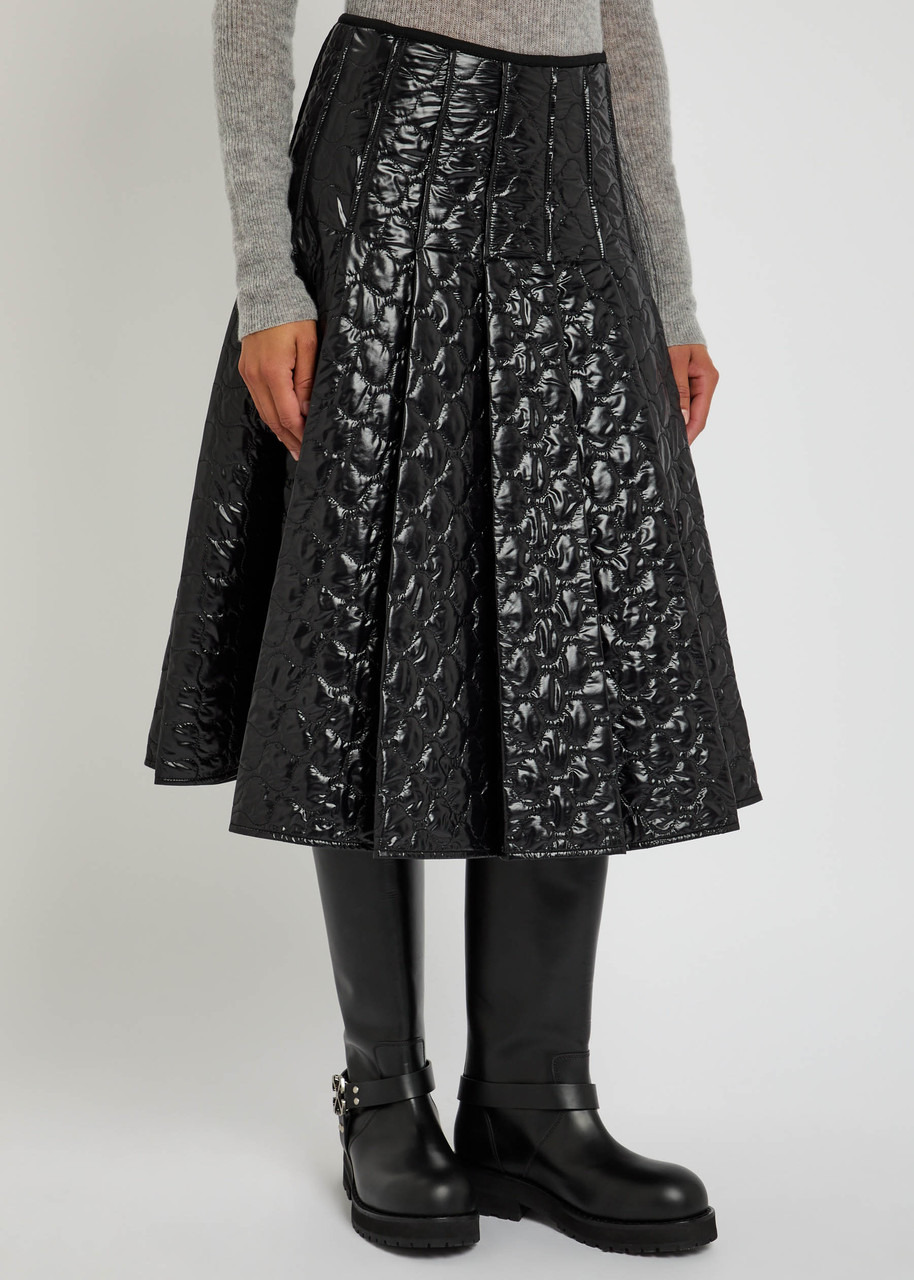 Moncler Gonna Quilted Pleated Shell Midi Skirt - 2