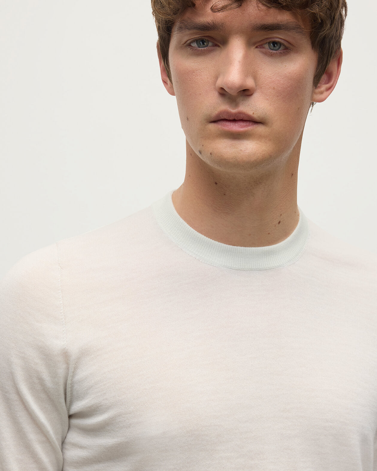 Superfine Cashmere White Round Neck Jumper - 5
