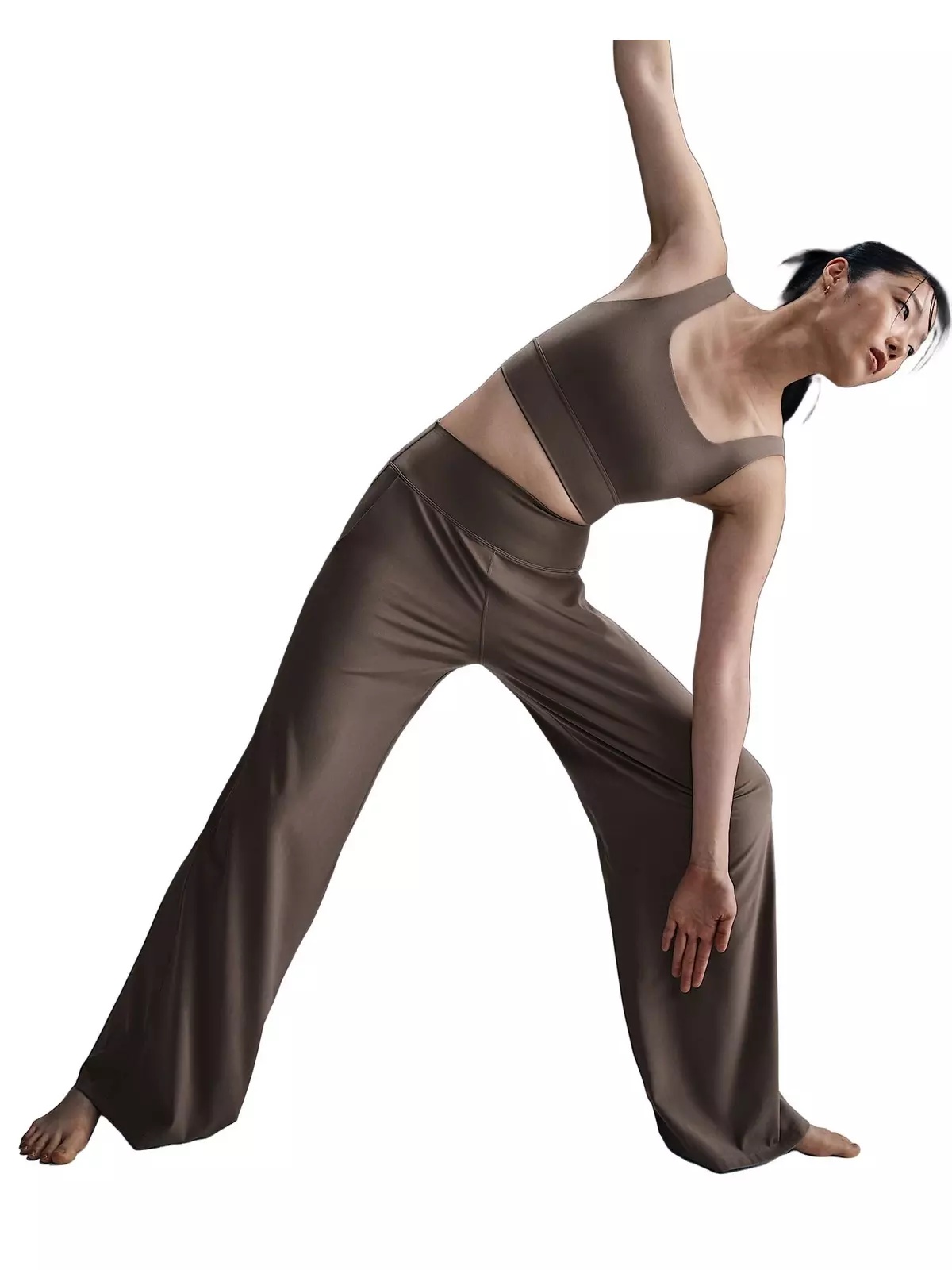 Women's Zenvy Dri-FIT High-Waisted Wide-Leg Pants - Brown - 3