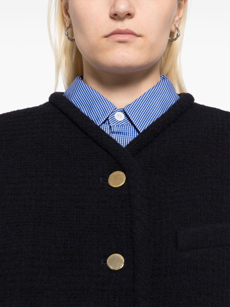 collarless cardigan 5
