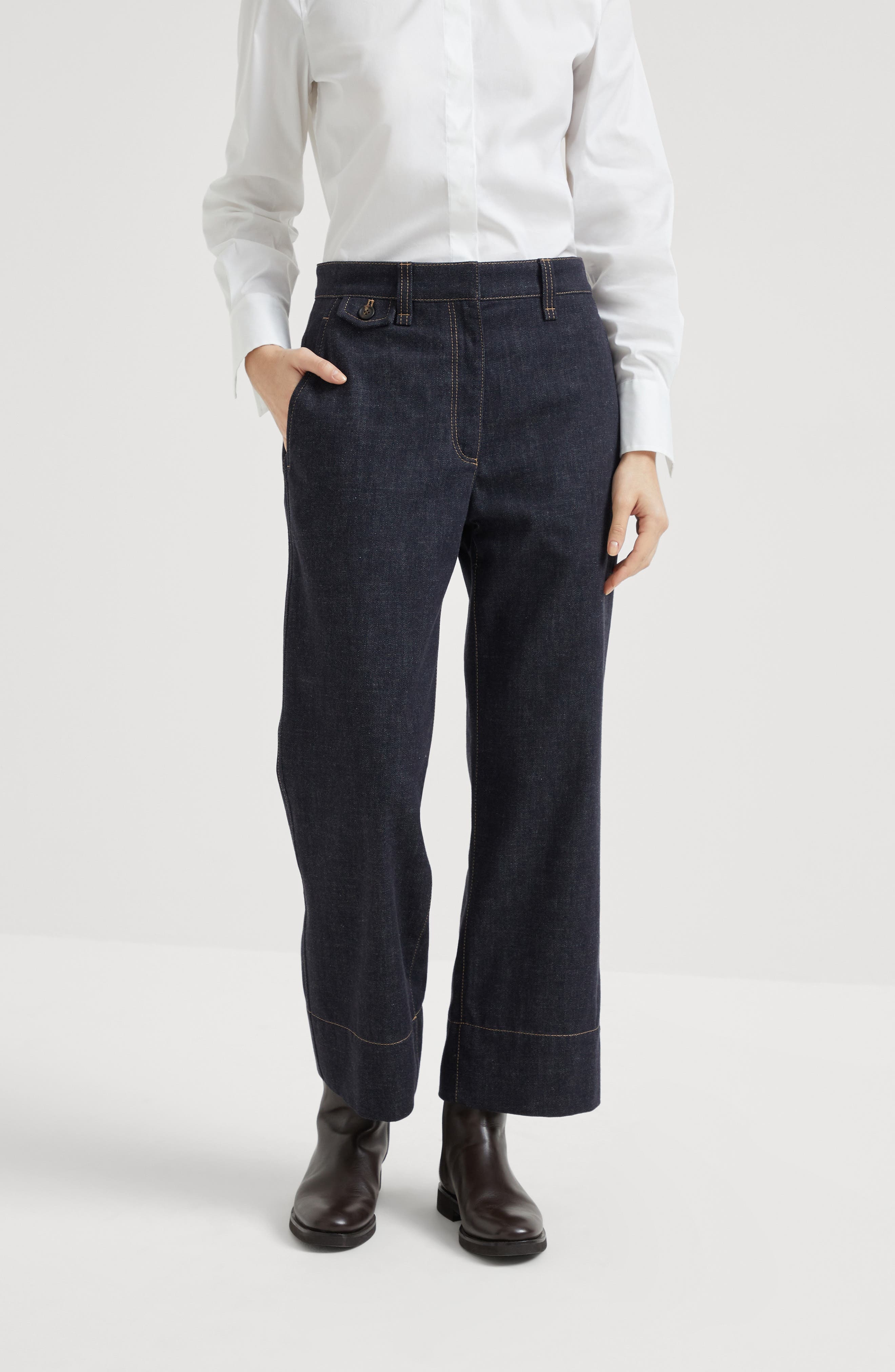 Brunello Cucinelli Sartorial square trousers in Dark Denim at Nordstrom - 2