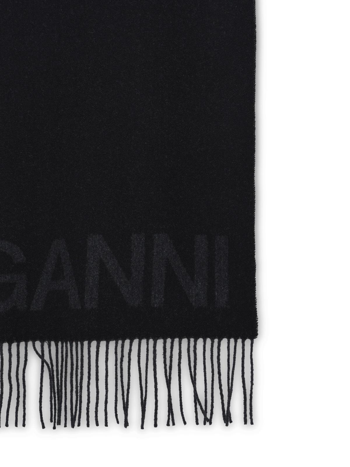 Ganni Black Recycled Wool Scarf Women - 2