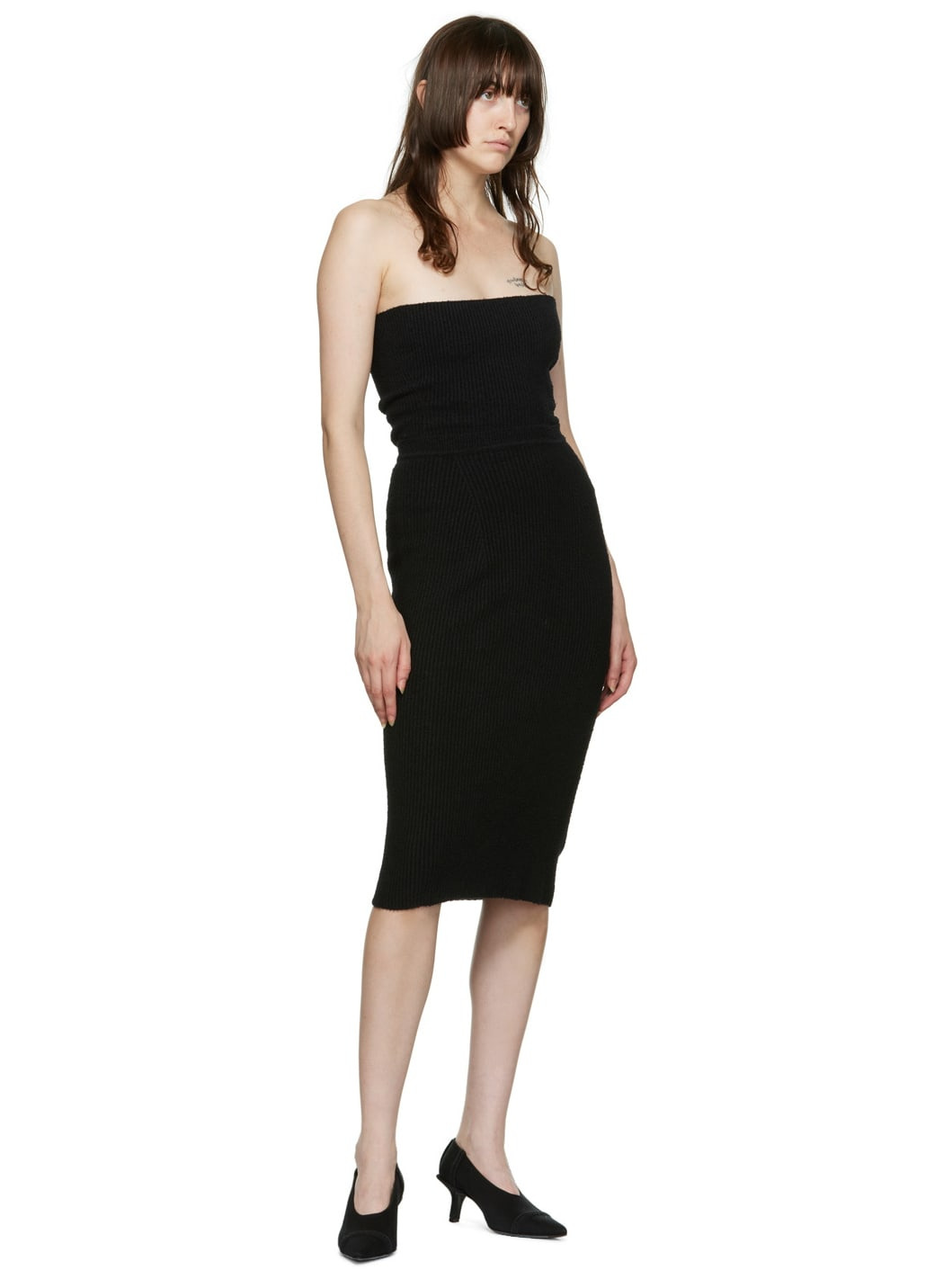 Black Cotton Midi Skirt - 4