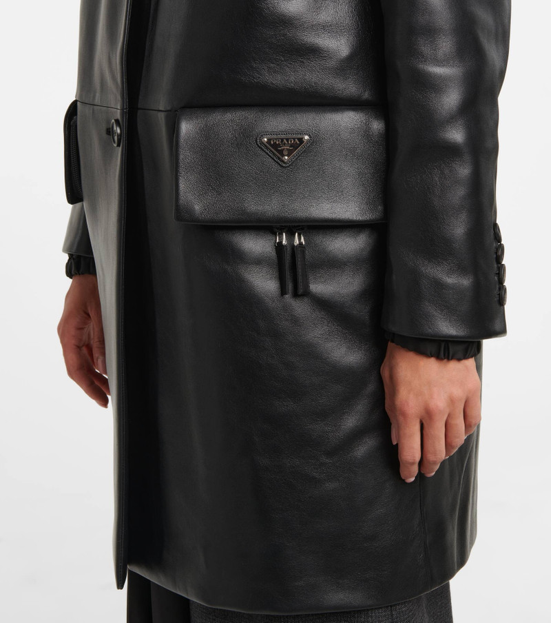 Single-breasted leather coat 5