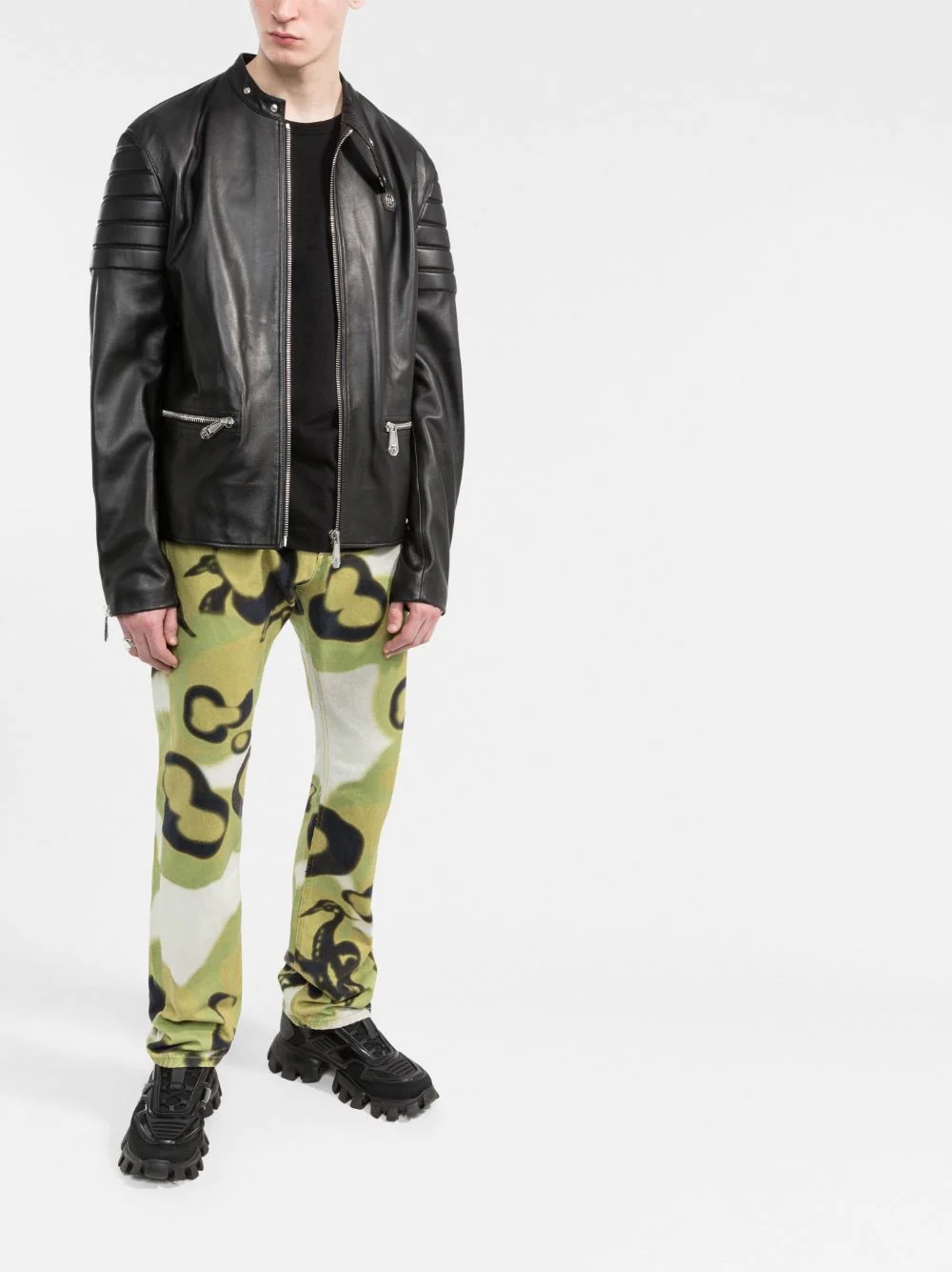 Doberman-print moto jacket - 2