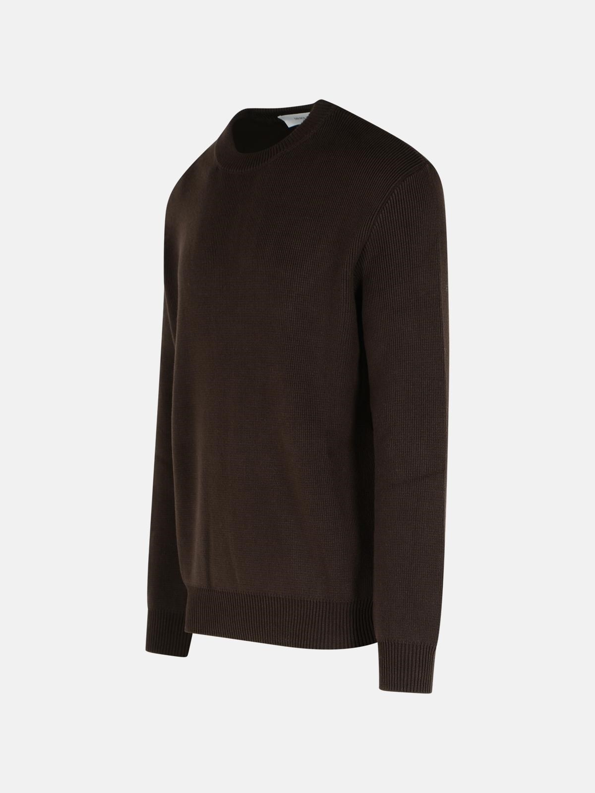BROWN COTTON SWEATER - 2