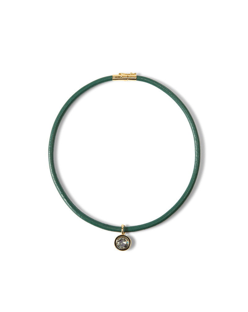 GREEN LEATHER PENDANT NECKLACE 5