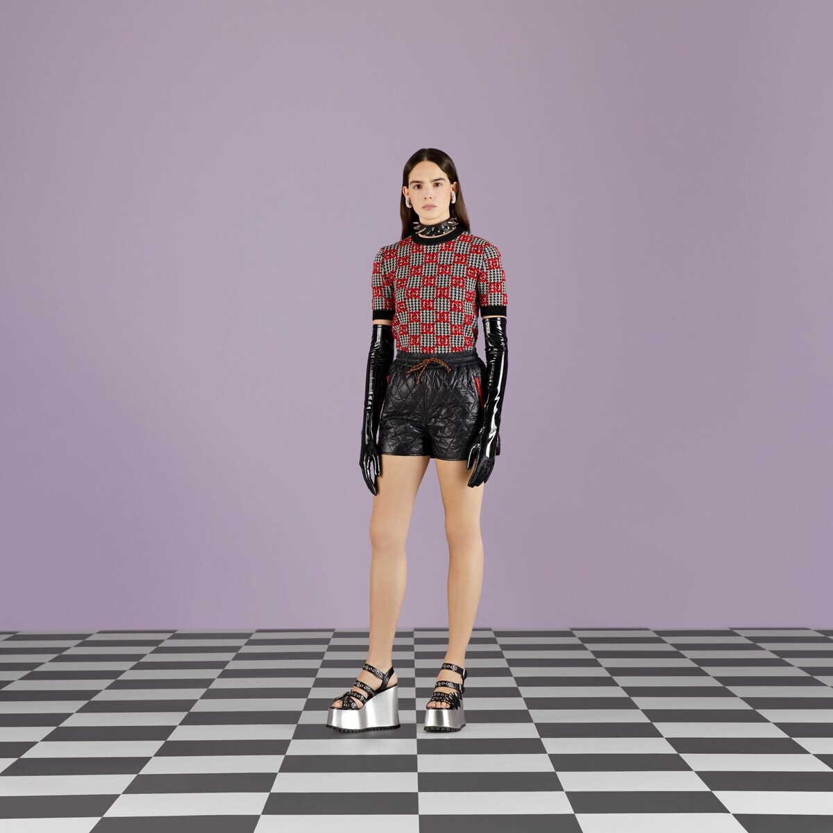 Quilted nylon shorts with patch - 2