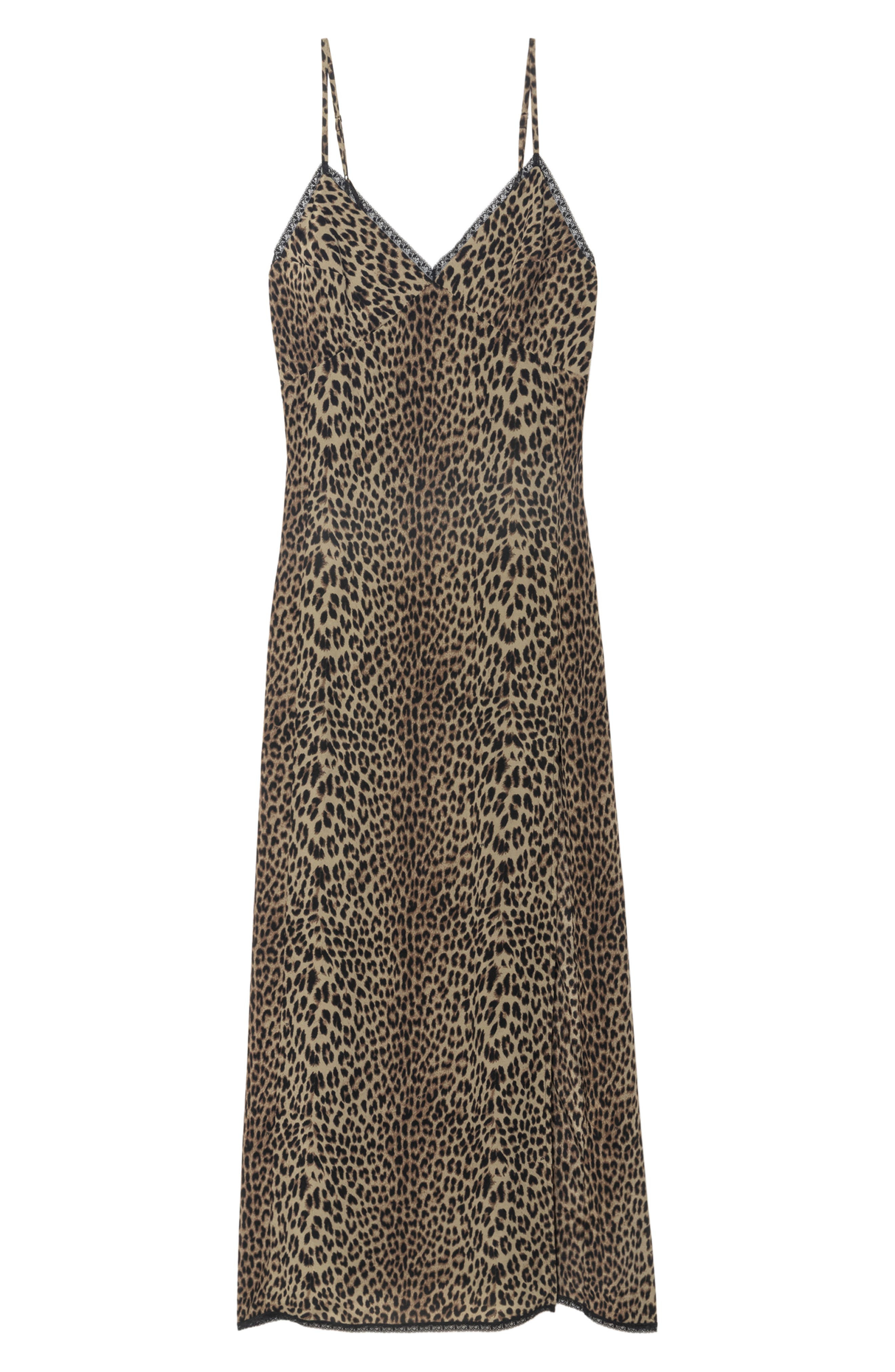Zadig & Voltaire Amelil Leopard Print Slipdress in Leaves at Nordstrom - 4