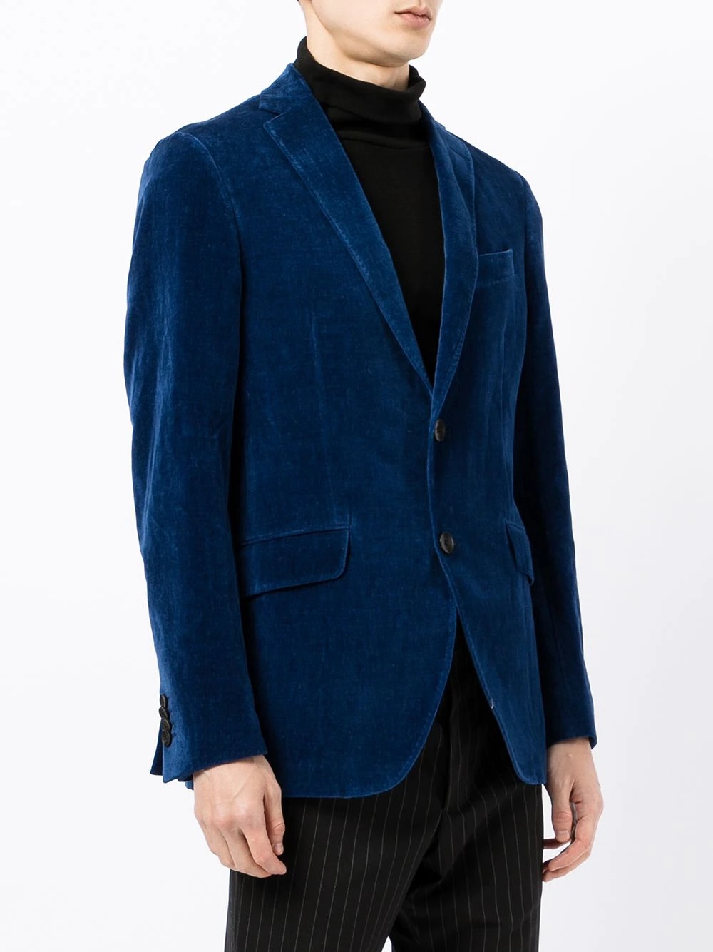 velvet single-breasted blazer - 3