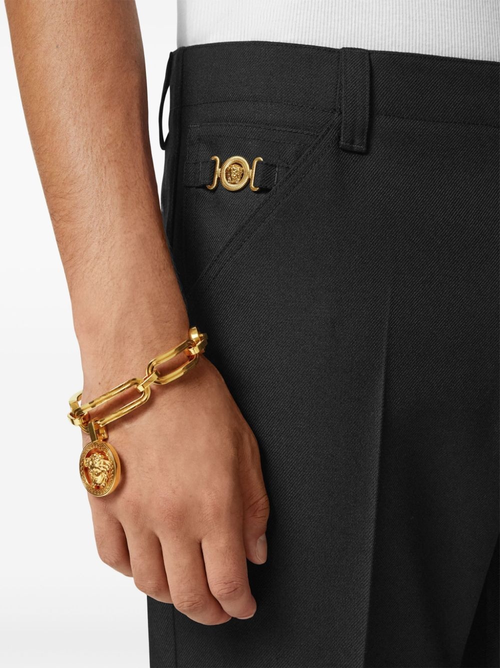 Medusa-plaque tailored trousers - 5