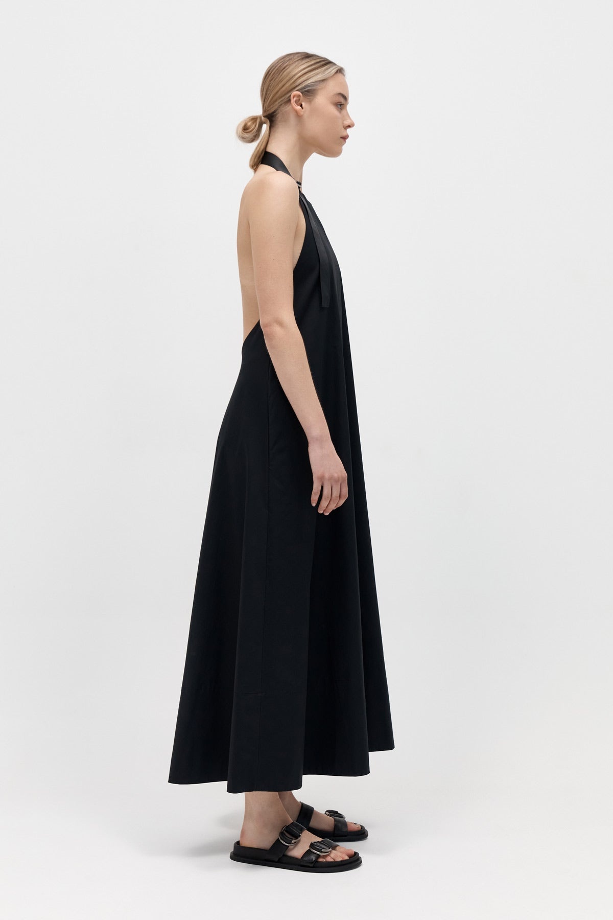 Ring Detail Halter Dress - Black - 2