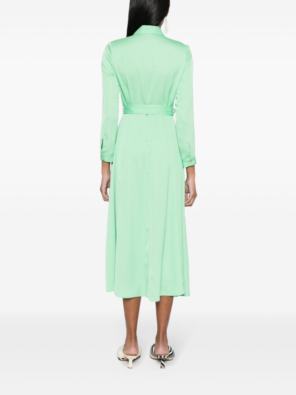 belted crepe de chine midi dress - 4