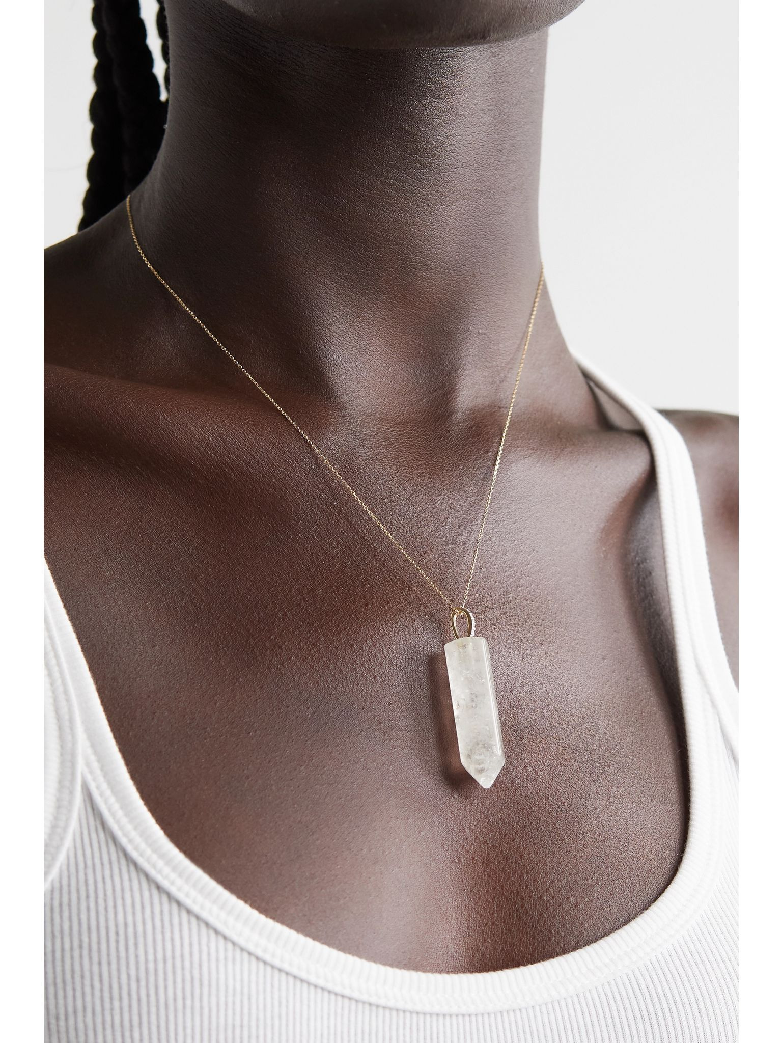 14-karat gold, quartz and diamond necklace Gold - 2