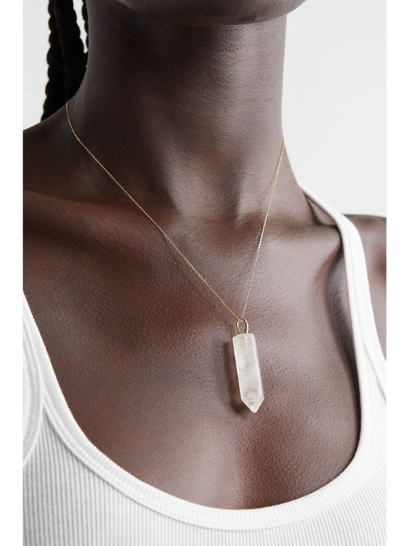 MATEO 14-karat gold, quartz and diamond necklace Gold outlook