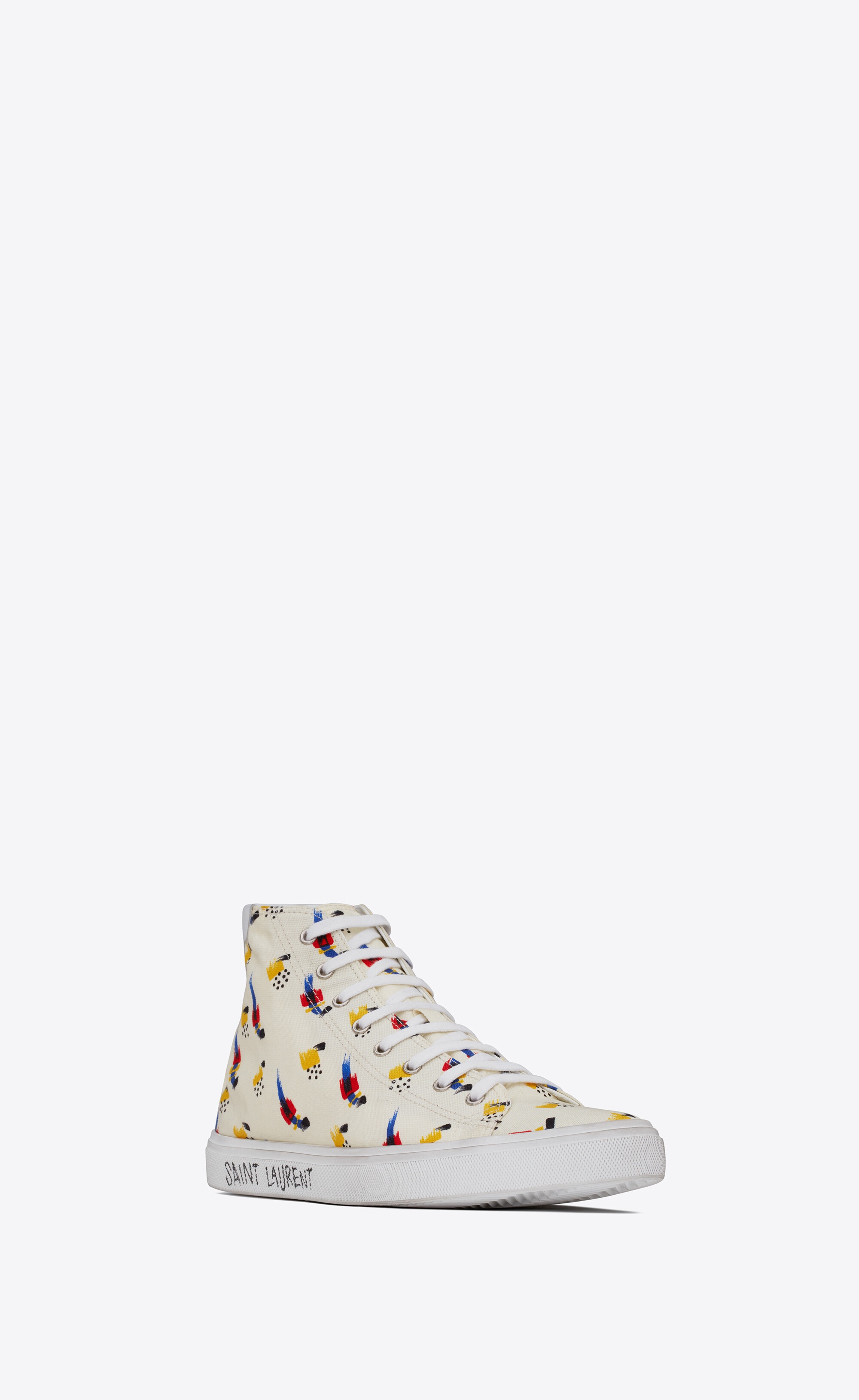 malibu mid-top sneakers in "coup de pinceau" print canvas and leather - 4