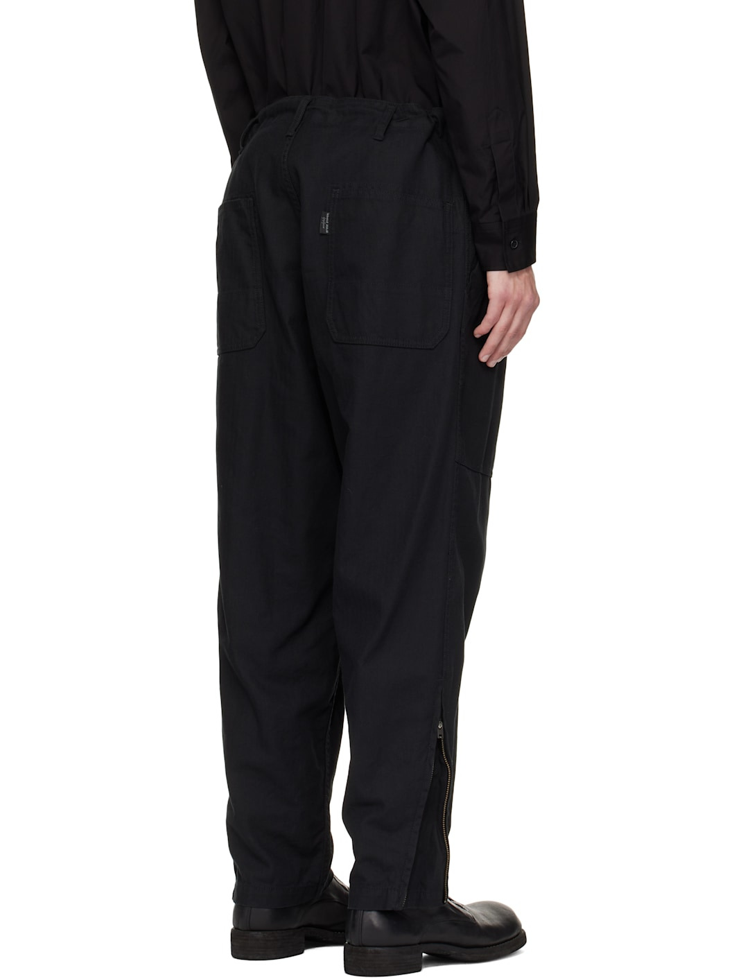 Black BS Herringbone Hem Zip Painter Trousers - 3