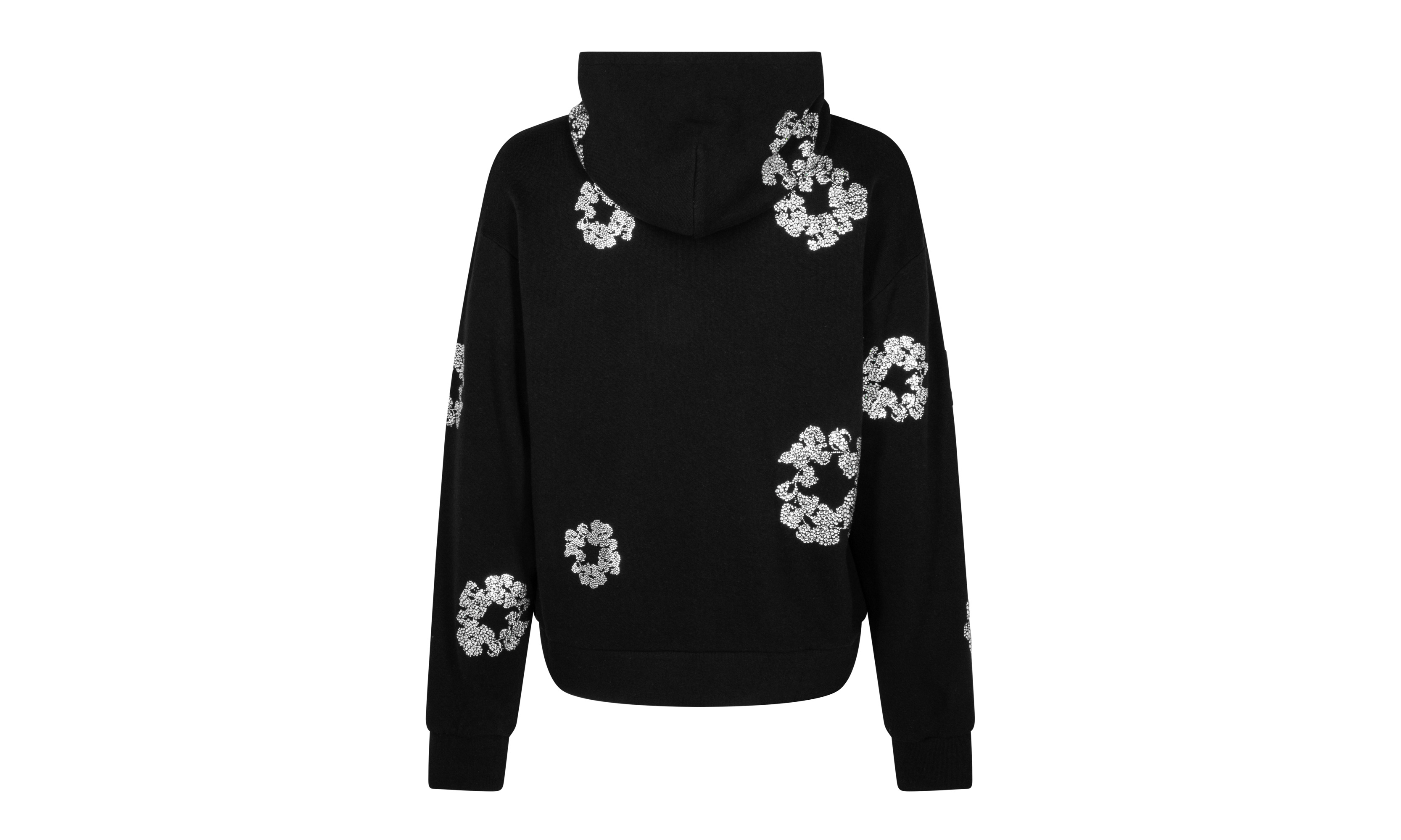 Cashmere Swarovski Cotton Wreath Zip Hoodie "Black" - 3