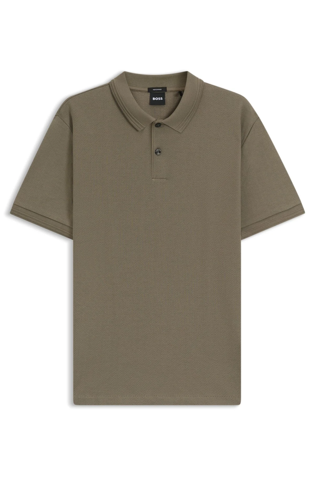 COTTON POLO SHIRT WITH HERRINGBONE STRUCTURE - 1