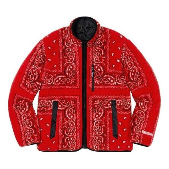 Supreme Reversible Bandana Fleece Jacket 'Red' SUP-FW19-342 - 1