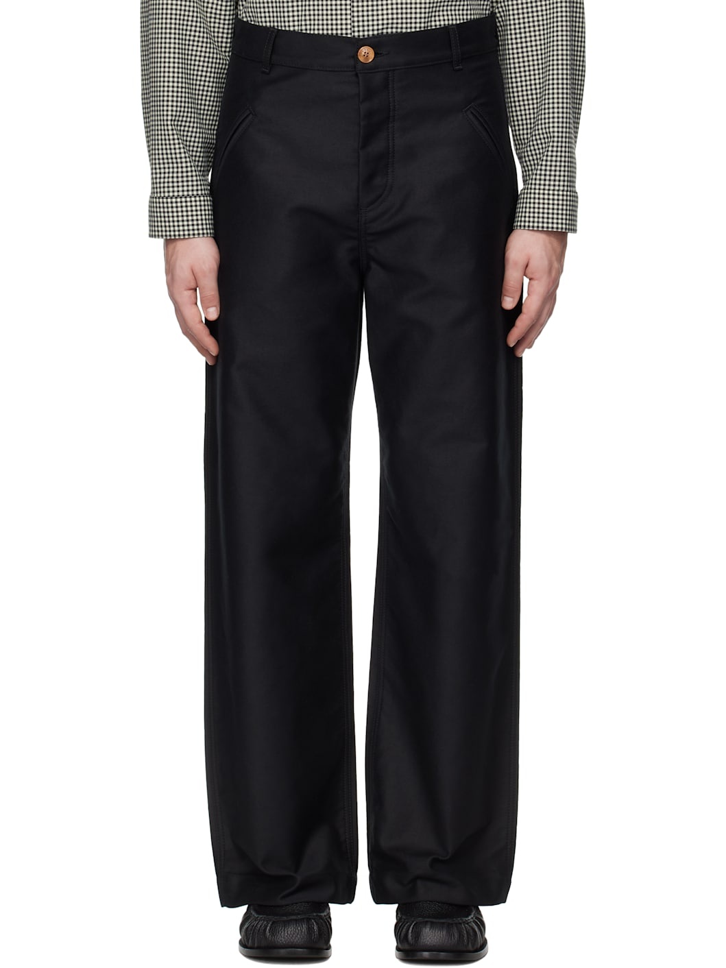 Black Straight-Leg Trousers - 1