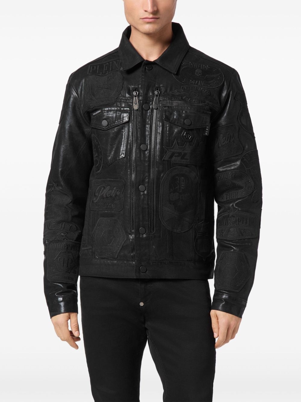 zipped denim jacket - 2