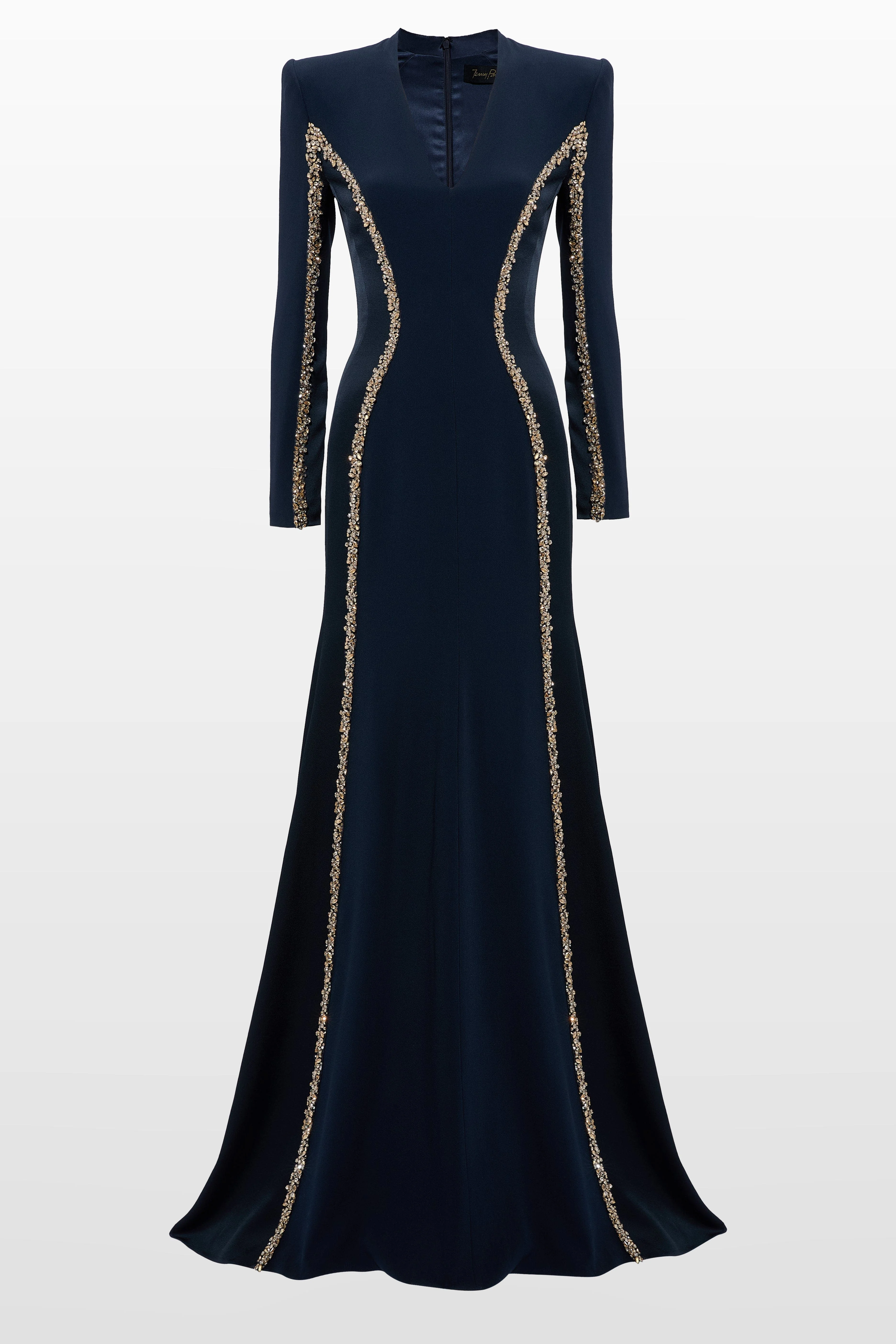 Jenny Packham Ghost orchid Embellished Long-Sleeve Maxi Dress in Blackthorne Blue at Nordstrom - 1