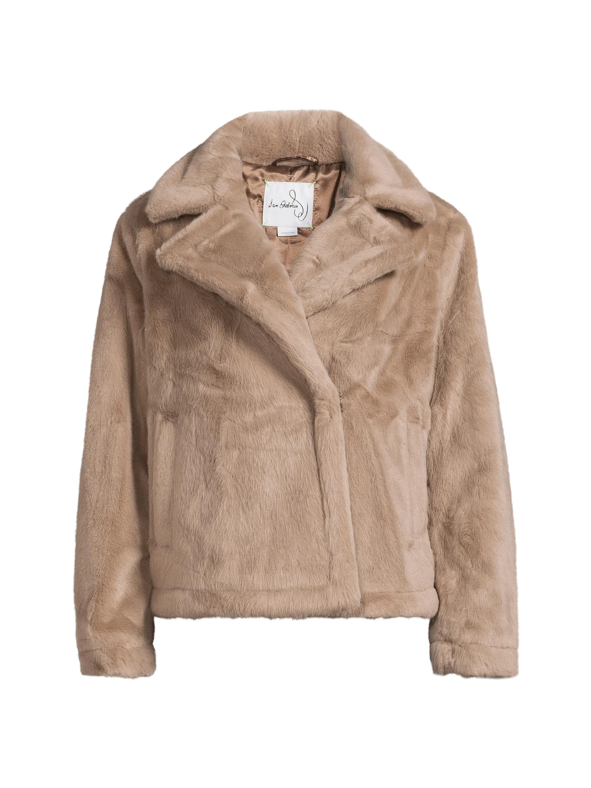 Women's Faux-Fur Short Coat - Sepia Taupe - 1