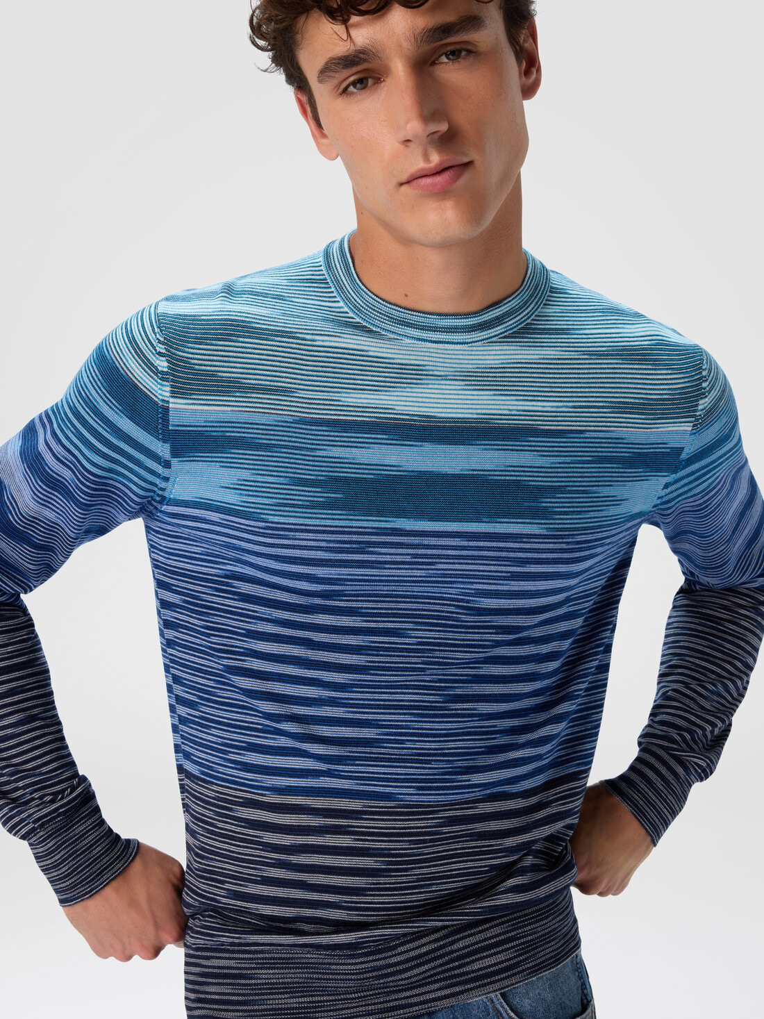 Crew neck sweater in pure flame wool - 4