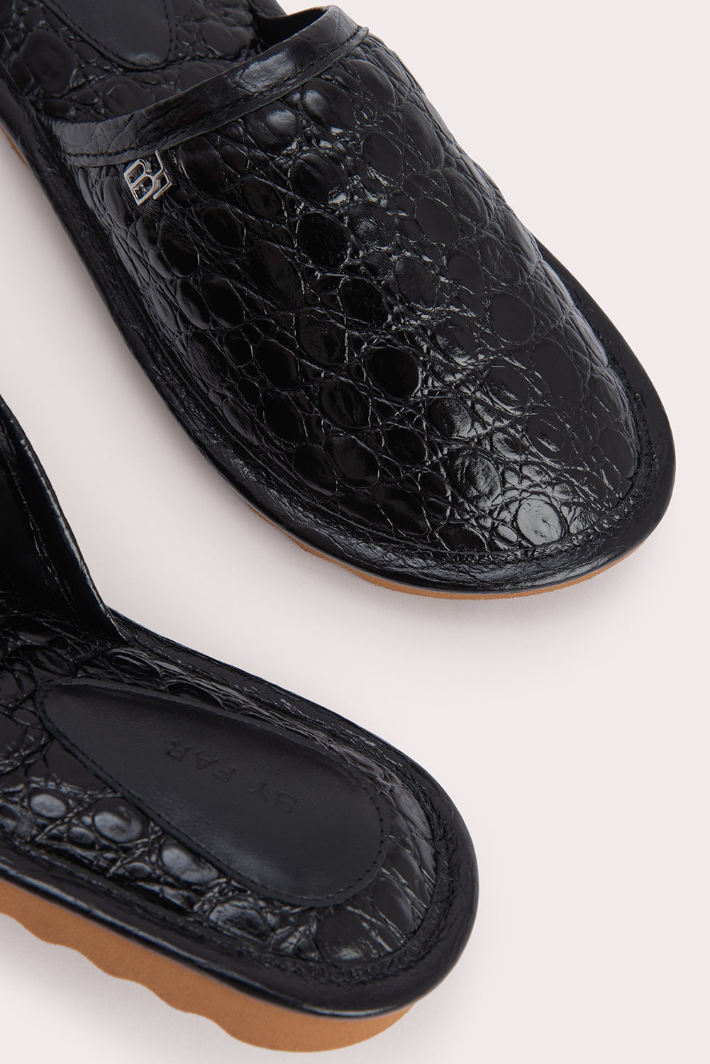 Larry Black Circular Croco Embossed Leather - 4