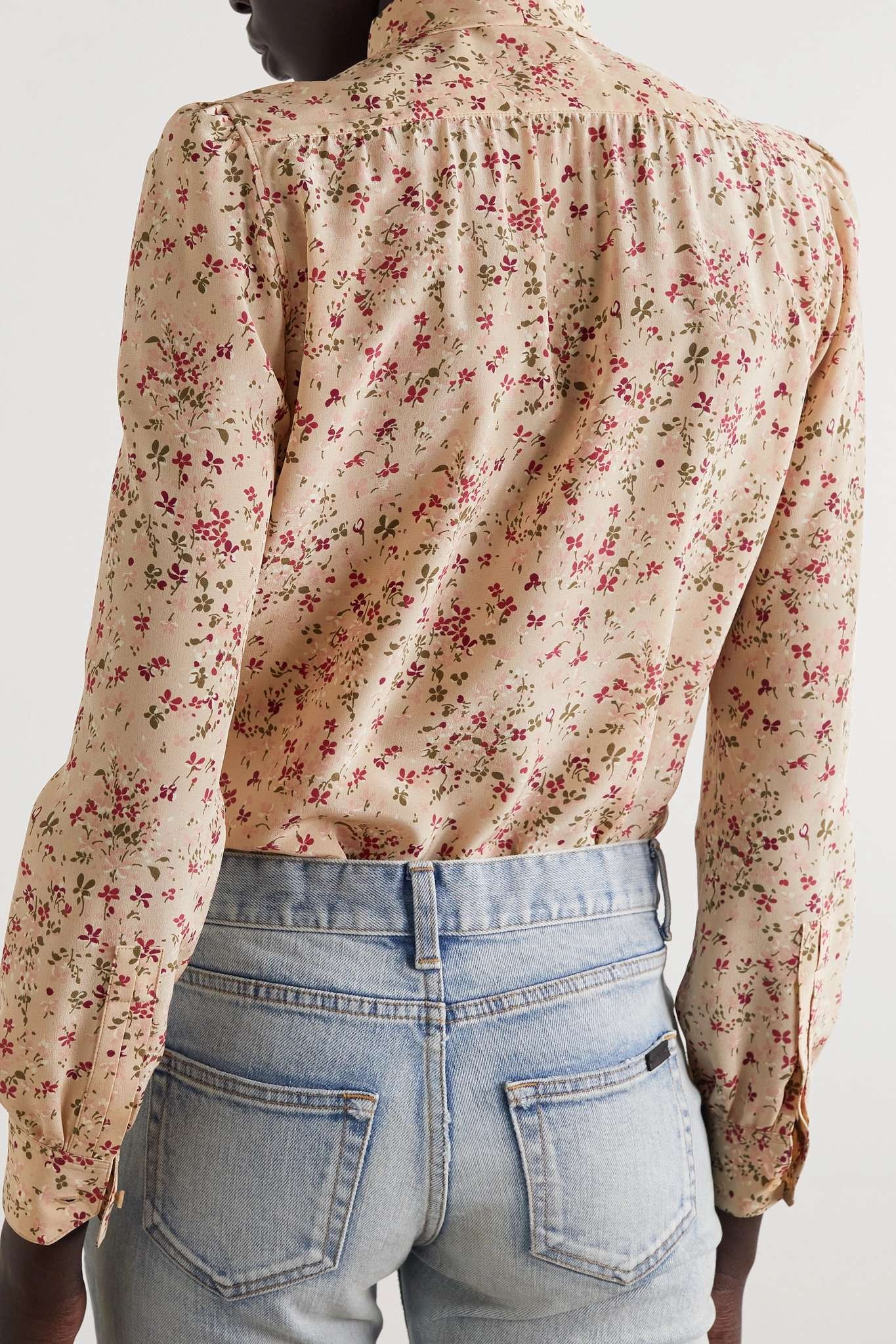 Pussy-bow floral-print silk blouse - 3