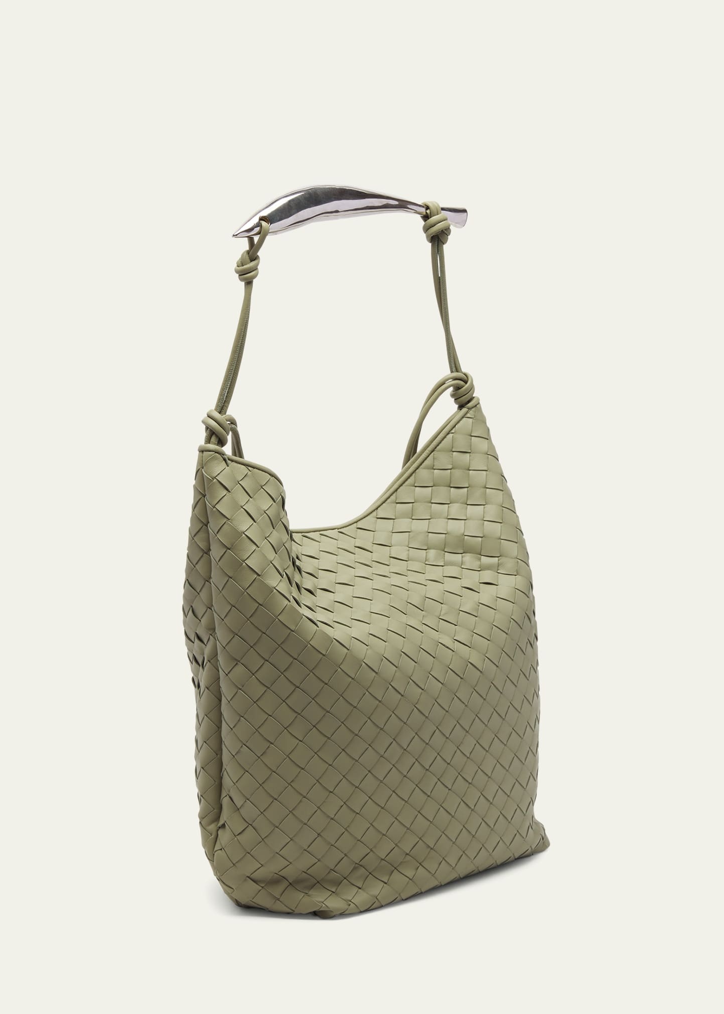Sardine Large Intrecciato Leather Hobo Bag - 3