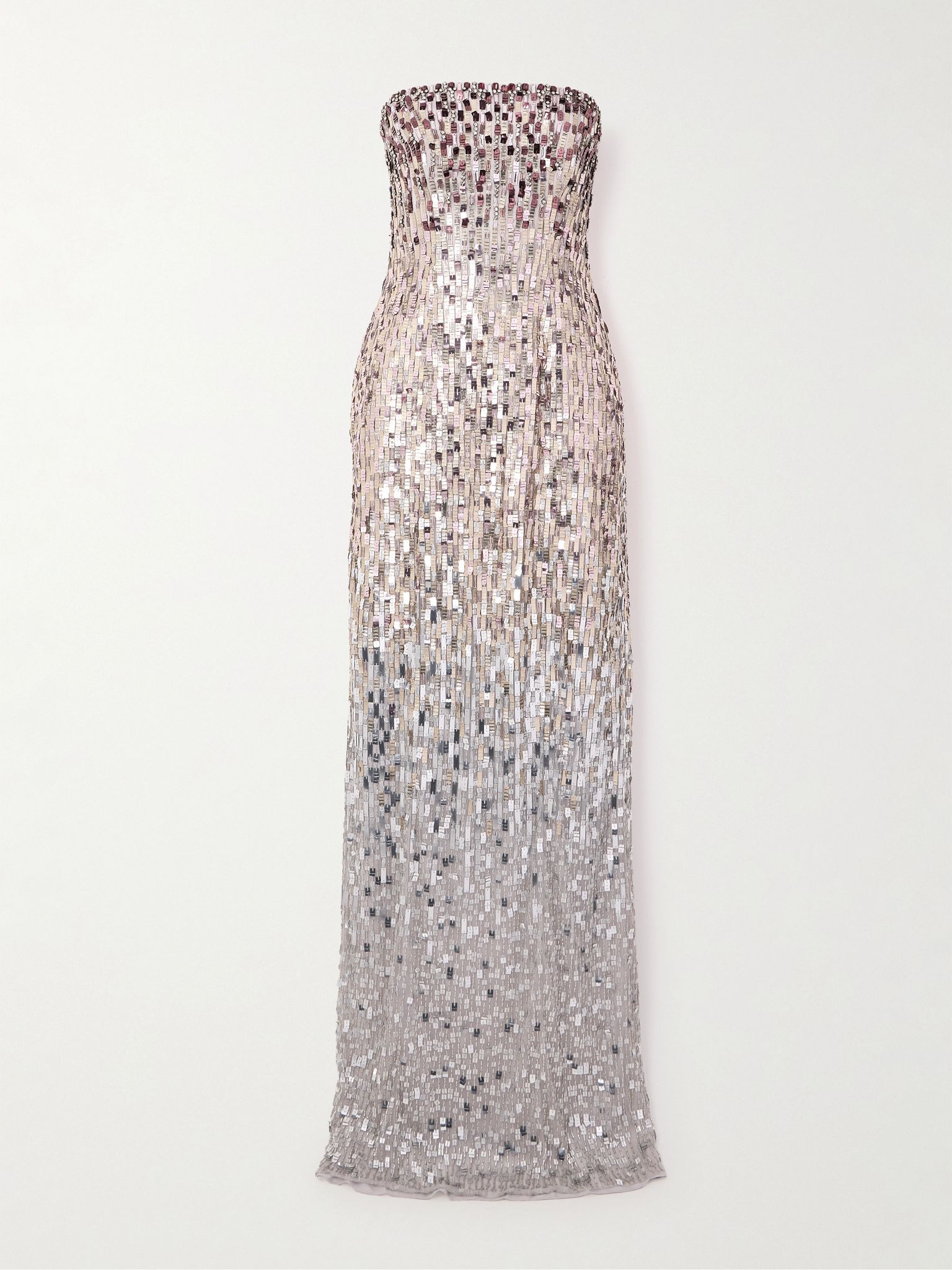 Lucille strapless sequined tulle gown Silver - 1