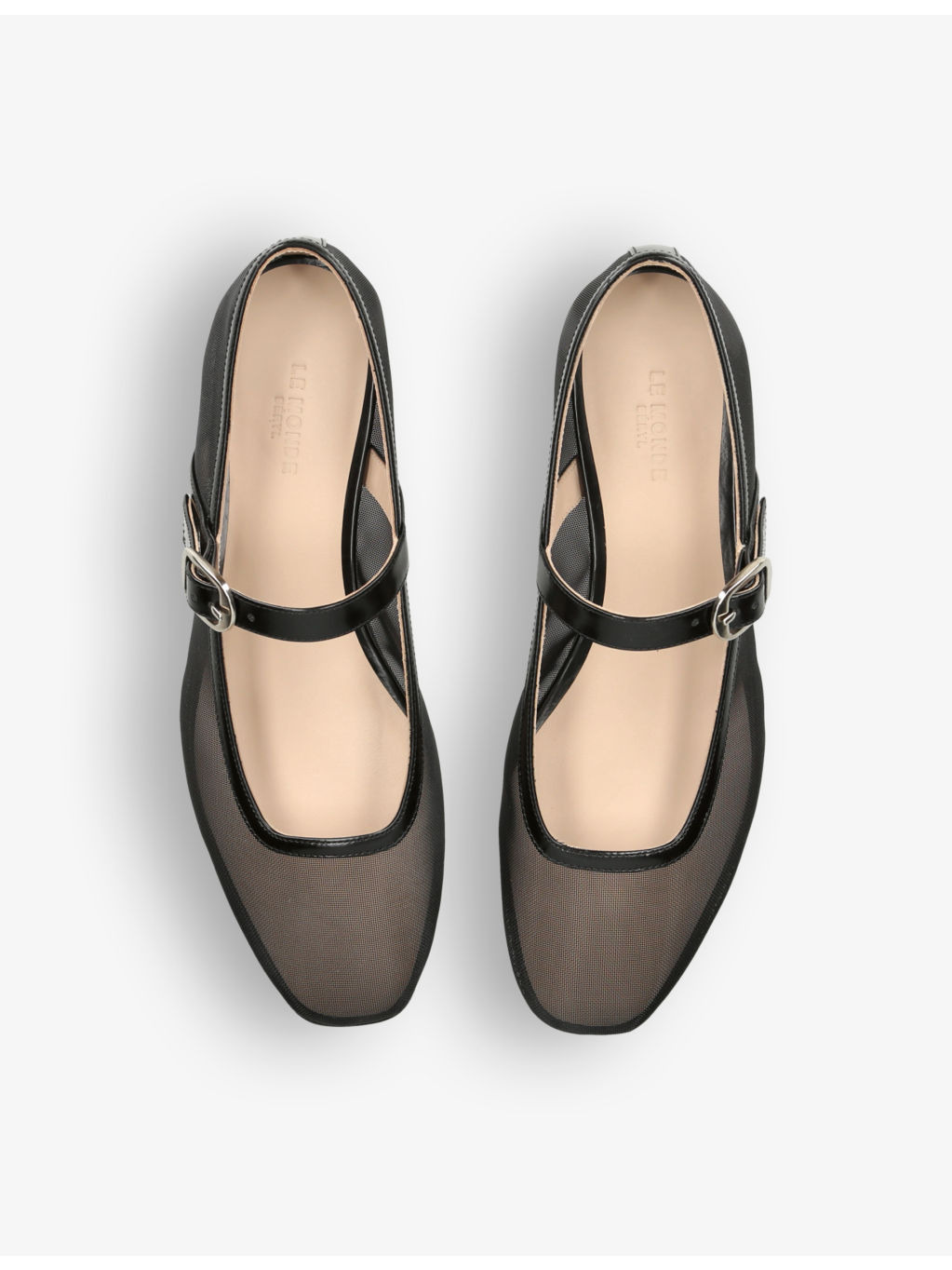 Round-toe trimmed mesh and patent-leather Mary Jane courts - 2