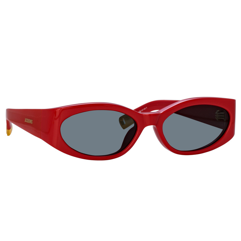 JACQUEMUS Ovalo Oval Sunglasses in Red outlook