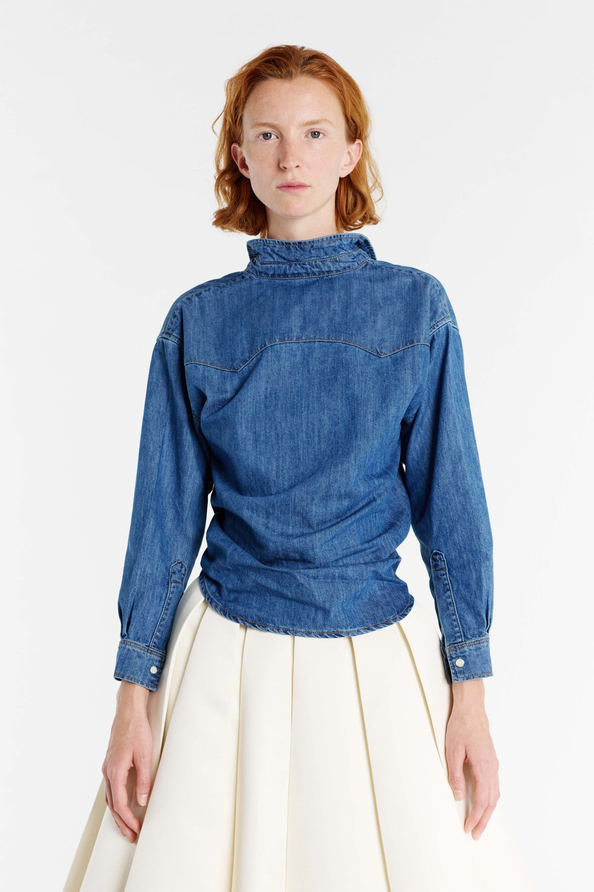 BACK TO FRONT DENIM SHIRT MID BLUE - 7